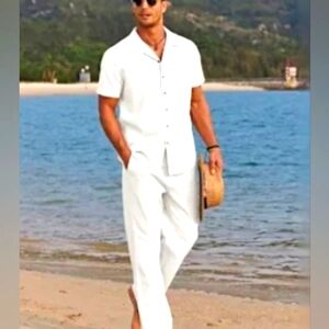 H&M White Cropped Ankle Pants